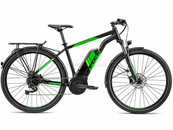 Fuji Ambient 29 EQP INTL Alloy Electric Bike 2021 19",21", Black, Green, Alloy Frame, 29" Wheels, Alivio 9 Speed Drivetrain, Disc Brakes, Hardtail with Front Suspension, Single Chainring