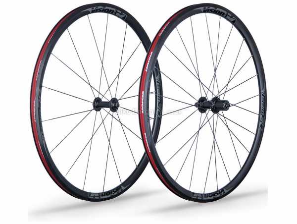 Vision Team 30 Comp Alloy Clincher TLR Wheels 700c, Front & Rear, Black, Grey, Red, Alloy Rim, Shimano 10 / 11 Speed, Caliper Brakes