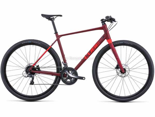 Cube SL Road Flat Bar Alloy City Bike 2022 M, Red, Alloy Frame, 700c Wheels, Claris 16 Speed Groupset, Disc, Double Chainring, 10.8kg