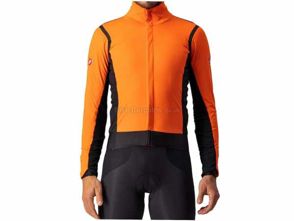 Castelli Alpha RoS 2 Jacket 2021 S,M,L, Orange, Black, Long Sleeve, Zip fastening, Windproof, Waterproof, Breathable, 3 rear pockets, weighs 525g, made from Polyester, Elastane