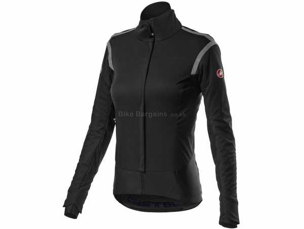 Castelli Alpha RoS 2 Ladies Jacket 2021 XS,S,M,L,XL, Black, Blue, Long Sleeve, Zip fastening, Windproof, Waterproof, Breathable, 3 rear pockets, weighs 454g, made from Polyester, Elastane, Silicone