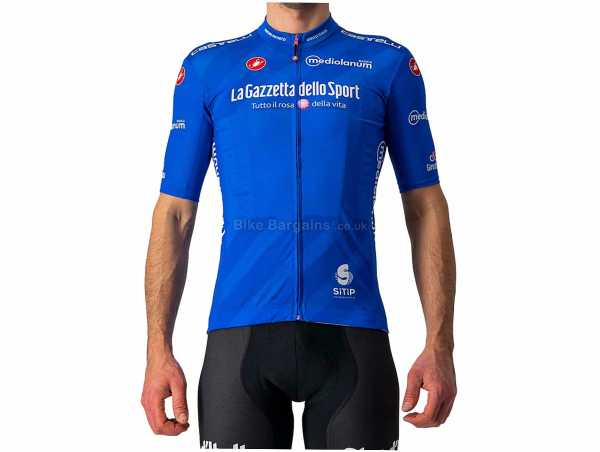 Castelli Giro 104 Competizione Short Sleeve Jersey XXXL, Black, Blue, White, Pink, Purple, Short Sleeve, Zip fastening, Breathable, 3 rear pockets, weighs 146g, made from Polyester, Elastane, Silicone