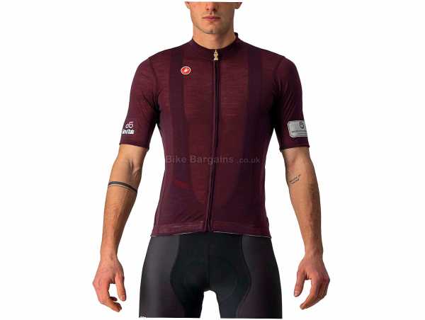 Castelli Montalcino Short Sleeve Jersey XXL,XXXL, Purple, Short Sleeve, Zip fastening, Thermal, weighs 150g, made from Merino, Wool, Polyester
