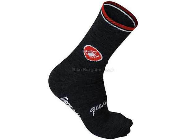 Castelli Quindici Soft Socks 2021 S,M, Black, Red, Grey, Thermal, Breathable, made from Merino, Wool, Nylon, Elastane