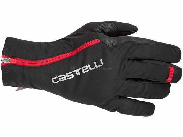 Castelli Spettacolo RoS Gloves 2021 S,M,L,XL,XXL - some are extra, Black, Red, Full Finger, Zip fastening, Thermal, Waterproof, weighs 99g, made from Polyester, Elastane, Fleece