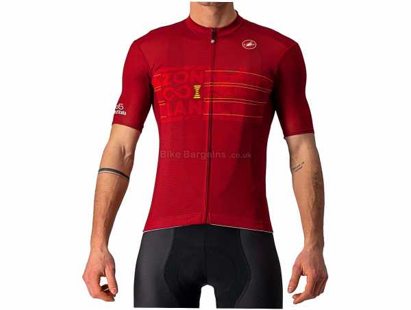 Castelli Zoncolan Short Sleeve Jersey XXXL, Red, Short Sleeve, Zip fastening, Breathable, 3 rear pockets, weighs 150g , made from Polyester, Elastane, Silicone