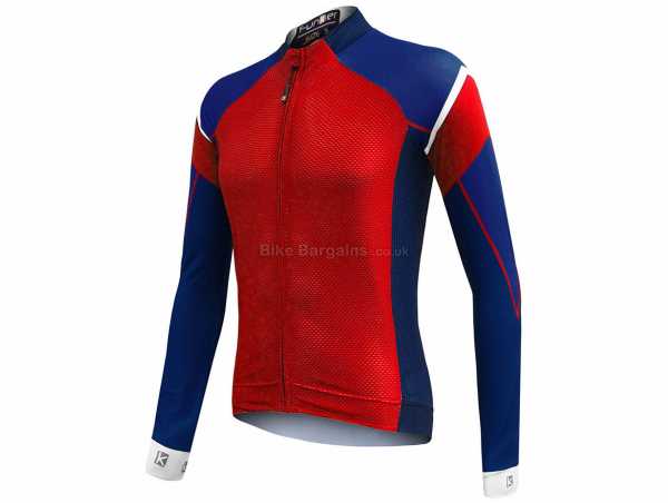 Funkier Isparo Elite Winter Long Sleeve Jersey S, Red, Blue, Long Sleeve, Zip, Thermal, Breathable, 3 rear pockets