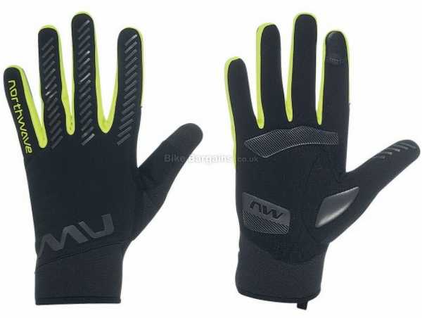 Northwave Active Gel Gloves S,XL,XXL, Black, Yellow, White, Men's, Full Finger, Windproof, Waterproof, made from Synthetic leather, Gel, Fleece