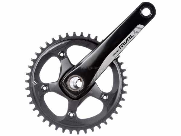 SRAM Rival 1 GXP 11 Speed Single Chainset 11 Speed, Single Chainring, Alloy cranks, 170mm,172.5mm,175mm, weighs 799g, Black, Silver