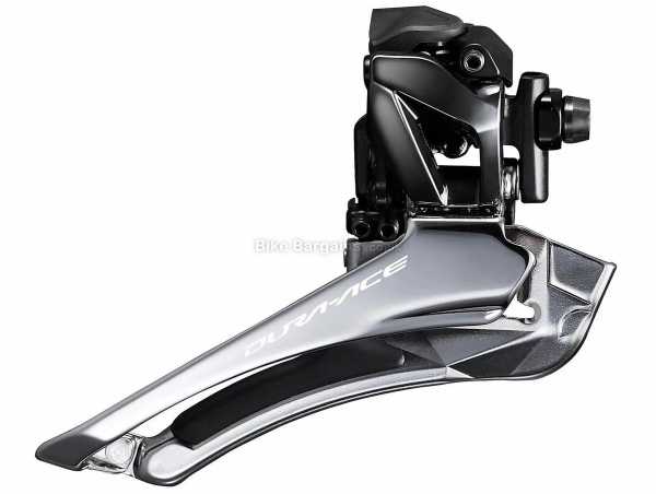 Shimano Dura-Ace R9100 Braze On 11 Speed Front Derailleur Dura-Ace 11 Speed Road Front Mech, Double Chainring, weighs 67g, Black, Silver