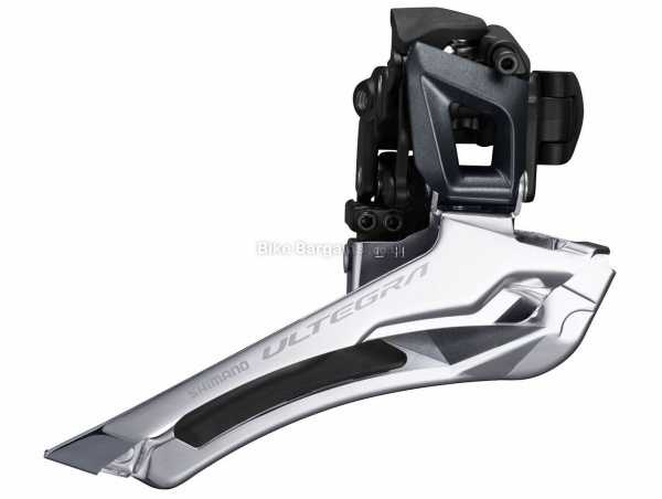 Shimano Ultegra R8000 11 Speed Front Derailleur Ultegra 11 Speed Road Front Mech, Double Chainring, weighs 106g, Black, Silver