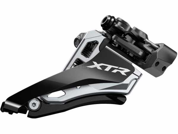 Shimano XTR M9100 Mid Mount 12 Speed Front Derailleur XTR 12 Speed MTB Front Mech, Double Chainring, weighs 99g, Black, Grey, Silver