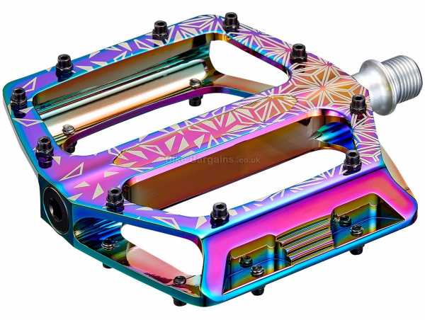 Supacaz Krypto Pedals Alloy Flat MTB Pedals, weighs 416g, Silver, Purple, Blue