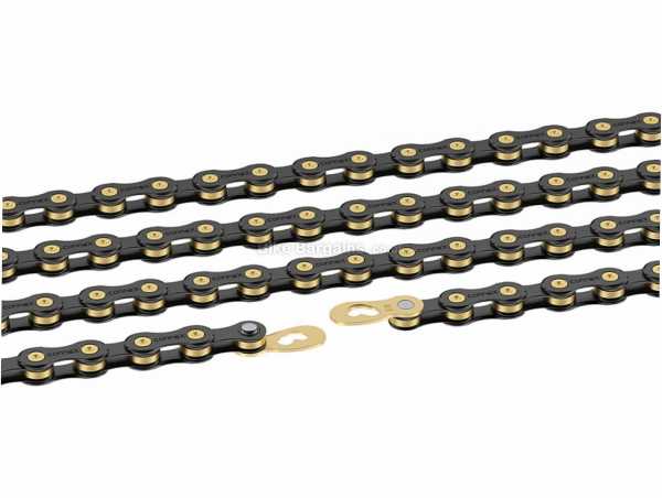 Wippermann 10SB 10 Speed Chain 10 Speed, 114 links, weighs 275g, for MTB & Road riding, Black, Gold