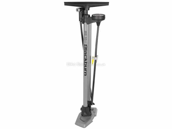 Blackburn Grid 2 Track Pump Steel Track Pump for Presta & Schrader valves, 160psi, weighs 1.38kg, measures 66cm, Grey, Black