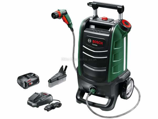 Bosch Fontus Portable Bike Pressure Washer 15 Litres, weighs 8.8kg, made from Nylon & Steel, Green, Black, Red