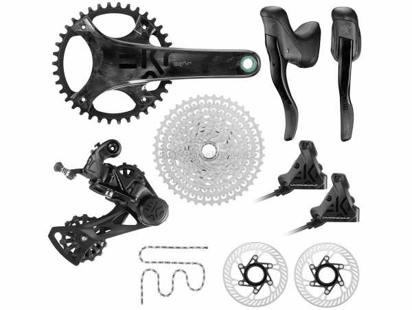 Campagnolo Ekar 13 Speed Groupset 13 Speed, Disc Brakes, Single Chainring, weighs 2.385kg, made from Alloy & Carbon, Black, Silver