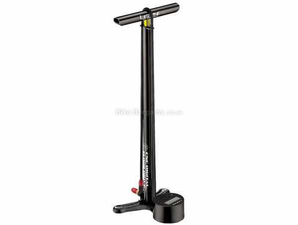 Lezyne CNC Digital Drive Track Pump Alloy Track Pump for Presta & Schrader valves, 220psi, measures 635mm, Black, Silver