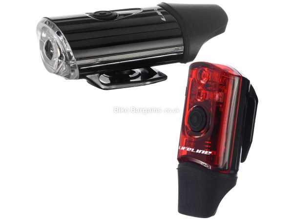 LifeLine Direct USB Safety Light Set 25 Lumens, Front & Rear Lights, weighs 65g, made from Nylon, Black, White, Red