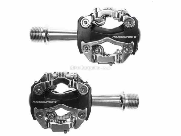 Muddyfox Clipless MTB Pedals Alloy Clipless MTB Pedals, weighs 284g, 9/16", Black, Silver, made from Alloy & Steel