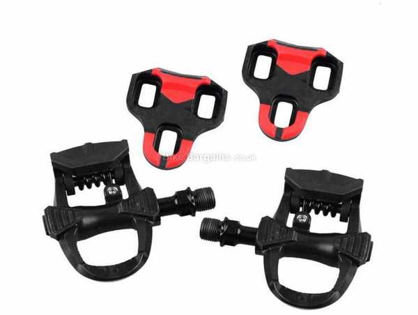 Muddyfox Clipless Road Pedals Alloy Clipless Road Pedals, weighs 232g, 9/16", Black, Red, made from Nylon & Steel
