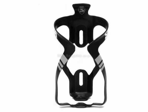 Silca Sicuro Carbon Bottle Cage weighs 26g, made from carbon, Black, White