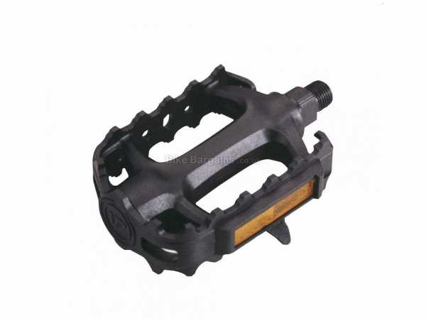 System Ex M200 Pedals Alloy Flat Road Pedals, 9/16", Black, made from Nylon & Steel