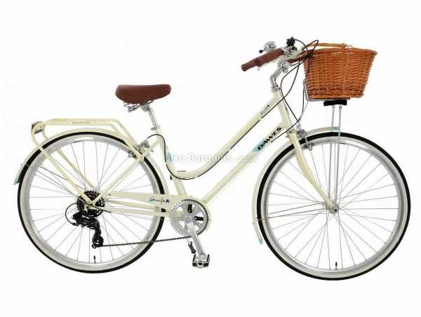 Dawes Countess Ladies Hybrid Classic City Bike 2022 15", White, Steel Frame, Tourney 7 Speed Groupset, 26" or 700c Wheels, Caliper Brakes