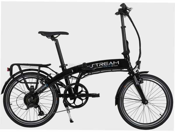 Vitesse Stream Folding Electric Bike M, Black, 20" Wheels, Alloy Rigid Frame, Caliper Brakes, Altus 7 Speed