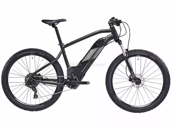 B'Twin Rockrider E-ST 500 Mid-Drive Motor 27.5" Electric Mountain Bike S,XL, Black, Grey, 27.5" Wheels, Alloy Hardtail Frame, Disc Brakes, Microshift 8 Speed, weighs 22.8kg