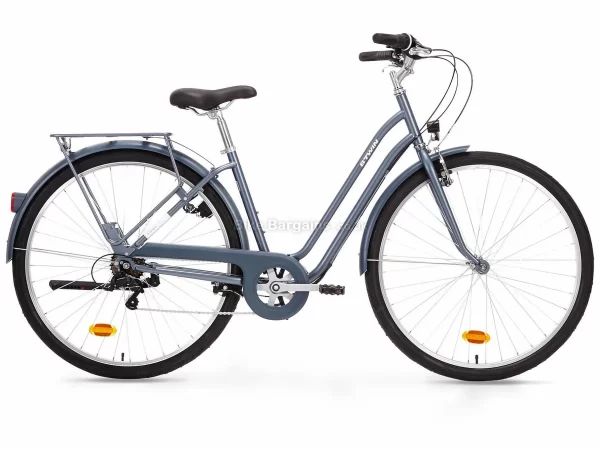 B'Twin Elops 120 Low Frame Ladies Steel City Bike M, Grey, Steel Frame, 700c Wheels, 6 Speed, Caliper Brakes, 17.5kg
