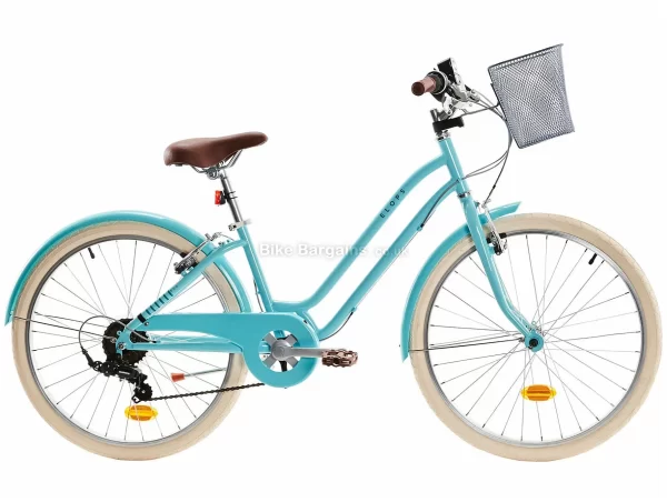 B'Twin Elops 500 24" 9-12 Steel Kids City Bike M, Turquoise, Steel Frame, 24" Wheels, 6 Speed, Caliper Brakes, 14kg