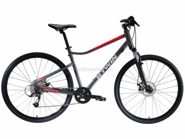 B'Twin Riverside 500 Alloy City Bike S,M,L - some are extra, Grey, Red, Microshift Groupset, Alloy Frame, 9 Speed, 700c Wheels, Single Chainring, Disc, Hardtail