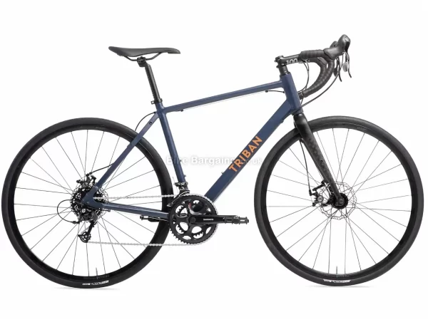 B'Twin Triban RC120 Disc Touring Road Bike XS,S,M,L,XL, Black, Blue, Alloy Frame, 16 Speed, Disc Brakes, Double Chainring, 11.25kg, 700c Wheels