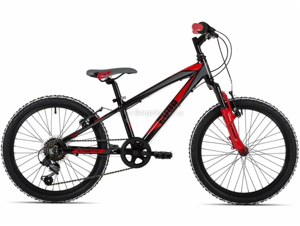 Cuda Kinetic 20" Kids Alloy Mountain Bike One Size, Black, Red, Alloy, 11.9kg, 6 Speed, Single Chainring, Caliper brakes, 20"