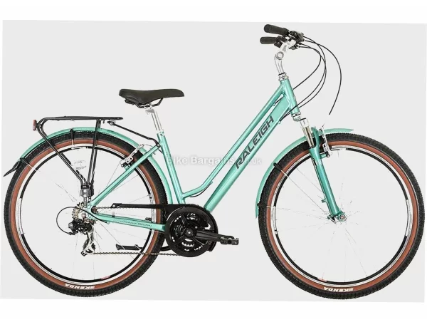 Raleigh Pioneer Trail Low Step Alloy Ladies City Bike 15", Turquoise, 16.2kg, Alloy Frame, 21 Speed, 27.5" wheels, Triple Chainring, Caliper Brakes