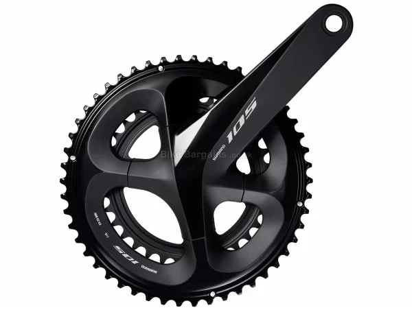 Shimano 105 R7000 11 Speed Double Chainset 170mm, 172.5mm, 175mm, Silver, Black, 11 Speed, Double, 757g, Road