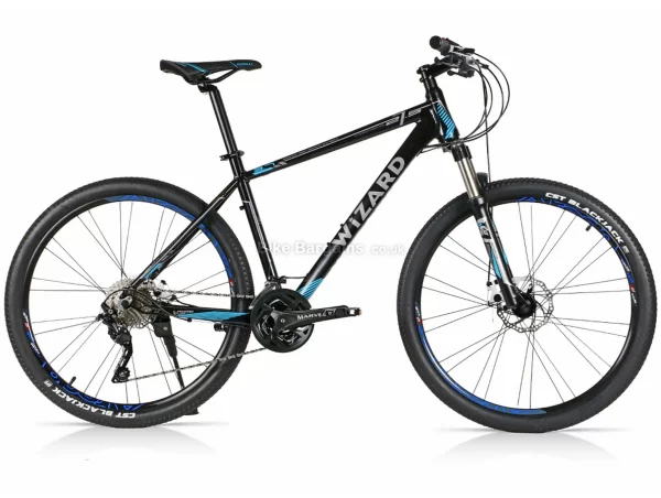 Wizard X-Country 3.7 Alloy Hardtail Mountain Bike 15",17",19",21", Black, Blue, Alloy Hardtail Frame, Deore 30 Speed Groupset, 27.5" Wheels, Disc Brakes, Triple Chainring